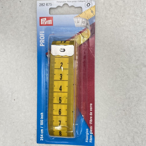 Langt gult målebånd fra Prym (254 cm/100 inch)