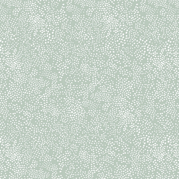 Støvet mint grøn, japansk stof med varierede hvide prikker, 110 cm bredt