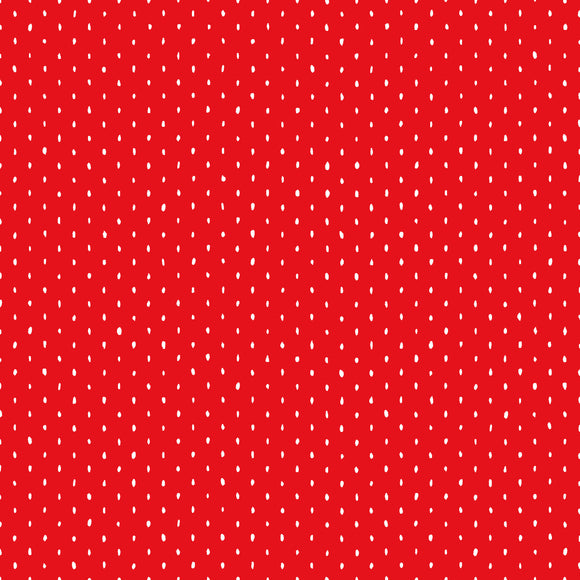 Klar rød med hvide aflange prikker, 110 cm bredt