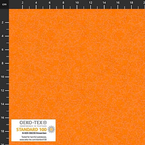 spredte organiske miniprint i varierende orange toner patchworkstof bomuld CPHquilt