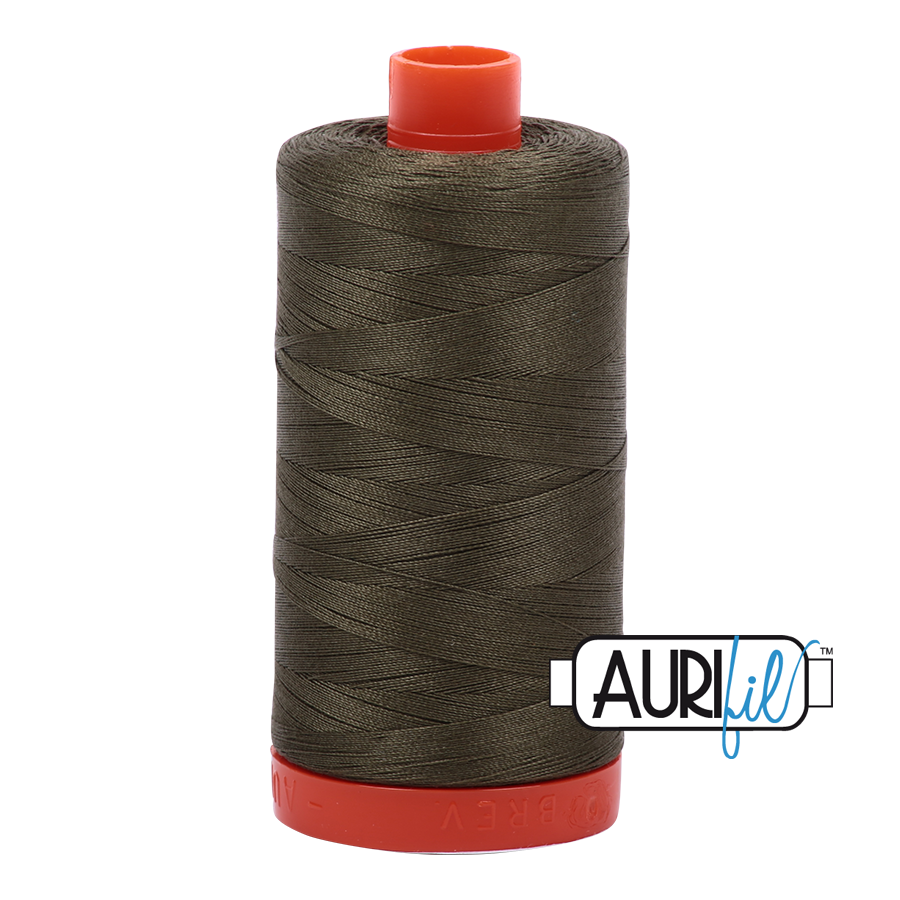 Aurifil tråd, bomuld, Army grøn: 2905 – 50WT, 1300 m