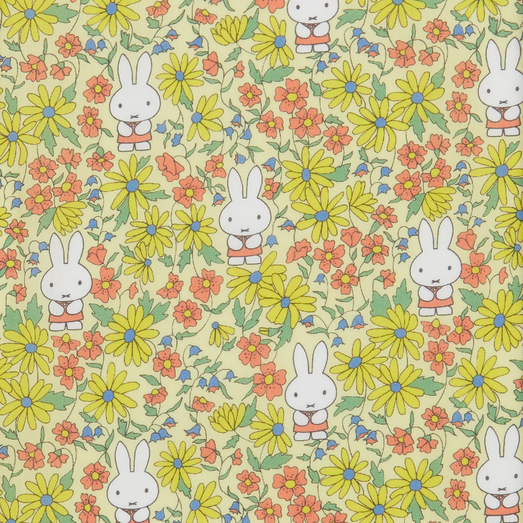Gult patchworkstof med printet Prairie Day fra CPHquilt fra leverandøren Liberty London i materialet Tana Lawn