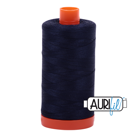 Aurifil tråd, bomuld, mørk navy, farve: 2785, 50WT, 1300 m