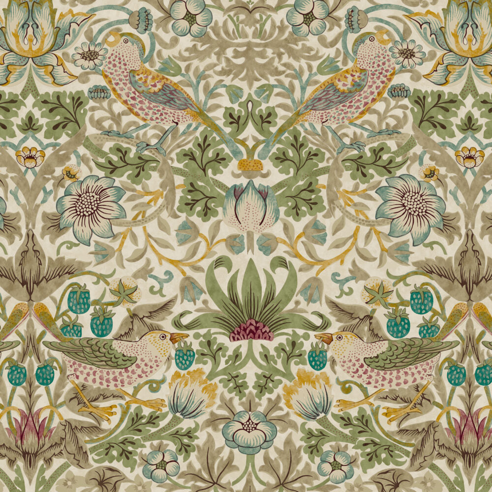 Patchworkstof Strawberry Thief old gold CPHquilt