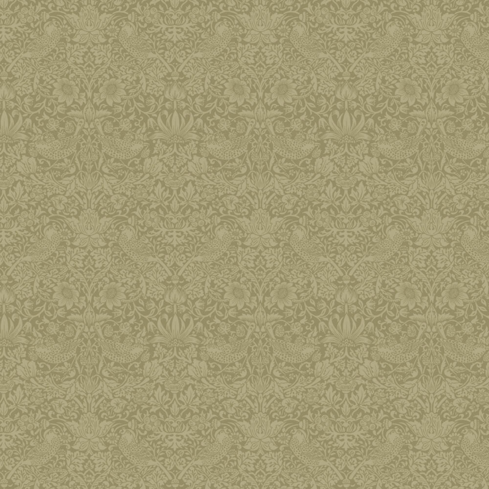Patchworkstof Strawberry Thief Olive green Olivengrøn CPHquilt