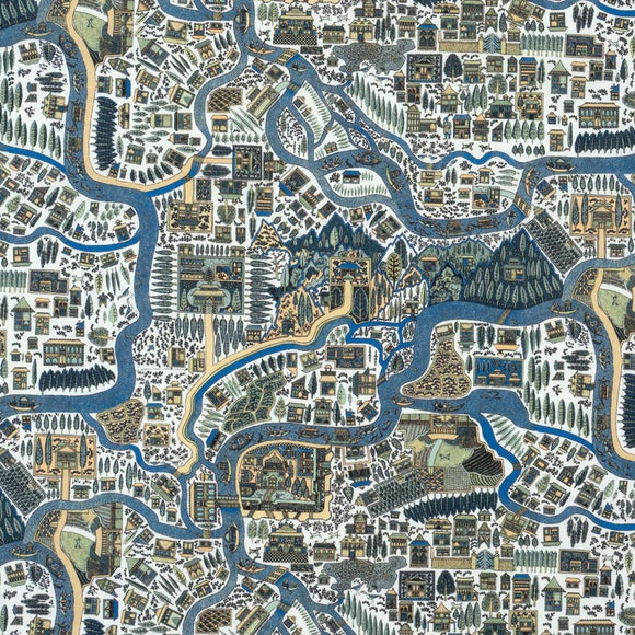 Pattern Map, blå (Liberty Tana Lawn®)
