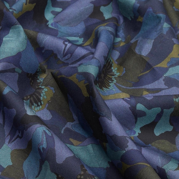 Peony, blå (Liberty Poplin), 146 cm bredt