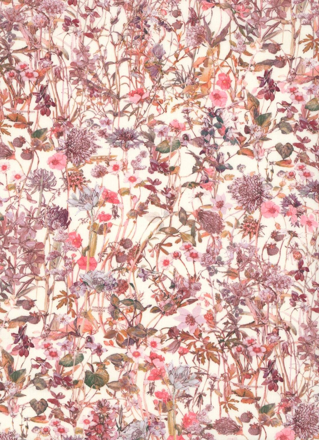 Muskuløs sum digtere Wild flowers, lyserød/cremefarvet baggrund (Liberty Tana Lawn®) – CPHquilt